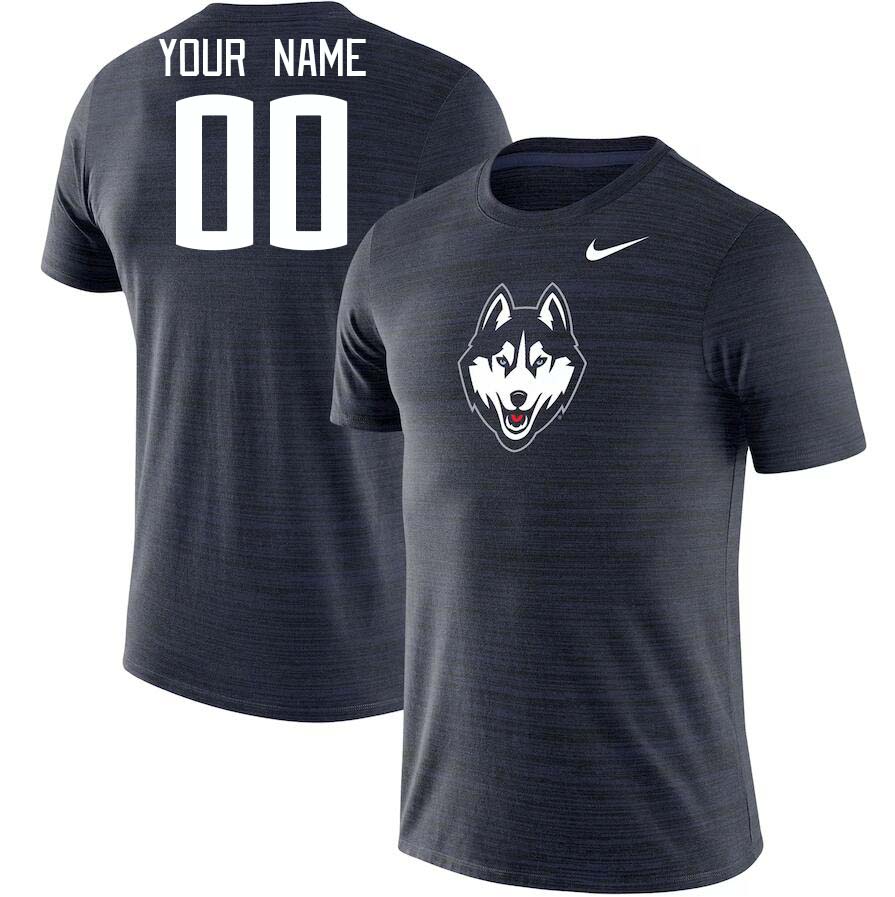 Custom Uconn Huskies Name And Number College Tshirt-Navy